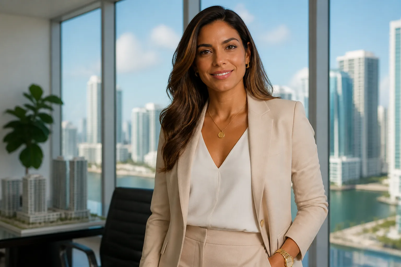 Venezuelan American professional in Miami or New York representing a high-income, highly educated Hispanic market segment with no existing brand strategy
